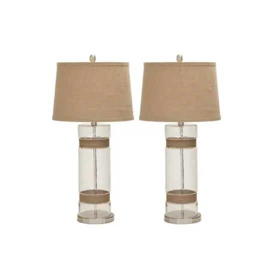 Set of 2 Silver Glass Rustic Table Lamp, 31" {7}
