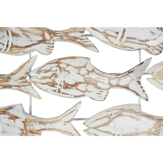 37" White Wood Fish Coastal Wall Decor {4}