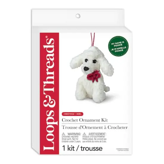 Intermediate White Dog Amigurumi Crochet Ornament Kit by Loops & Threads&reg; {4}