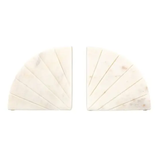 Hello Honey&reg; 6" White Modern Arched Semicircle Marble Bookend Set {7}