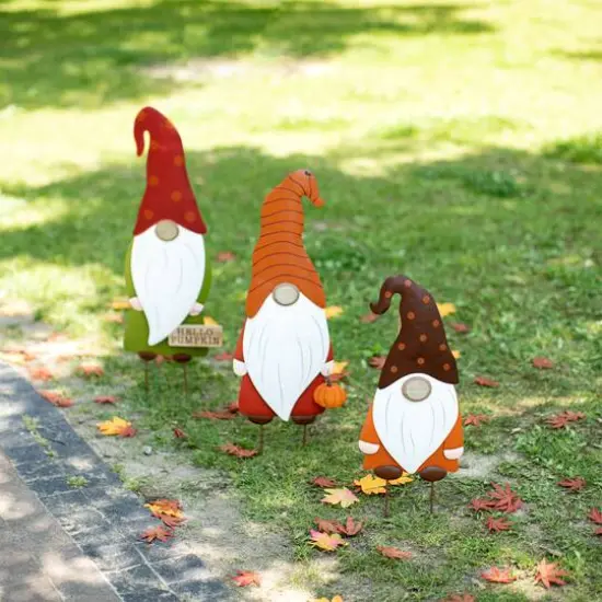 Glitzhome&reg; Gnome Family Metal Yard Stake or Standing D&eacute;cor Set {14}