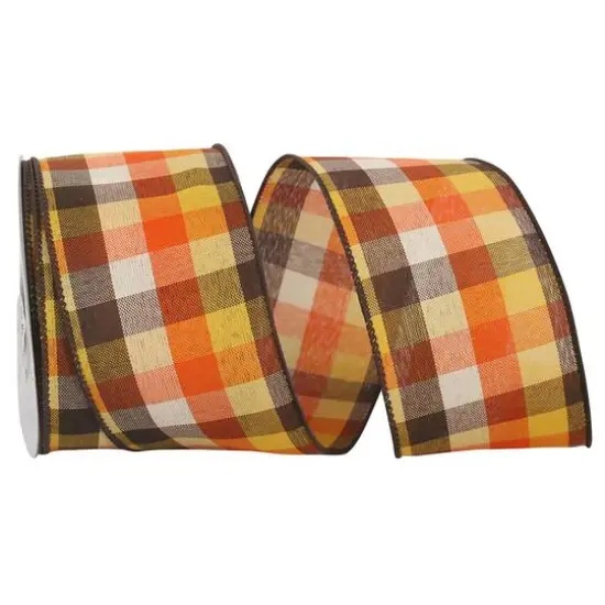 The Ribbon Roll 2.5" x 10yd. Wired Country Field Tonal Plaid Ribbon {1}