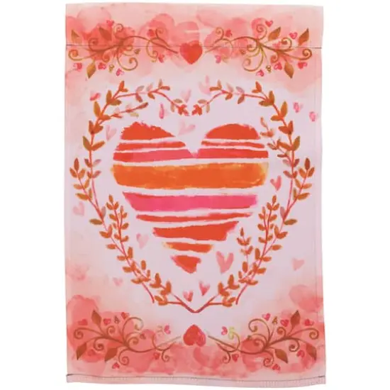 18" Watercolor Heart Valentine's Day Outdoor Garden Flag {1}