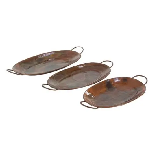 Copper Metal Rustic Tray Set {8}