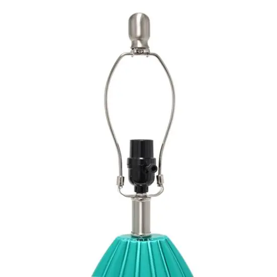 Lalia Home 23" Pleated Table Lamp with White Fabric Shade Teal and White {7}