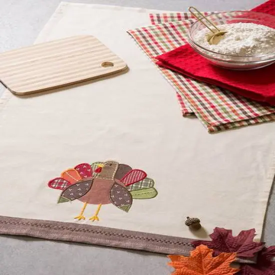 DII&reg; Assorted Fall Turkey Embroidered Dishtowel Set {6}