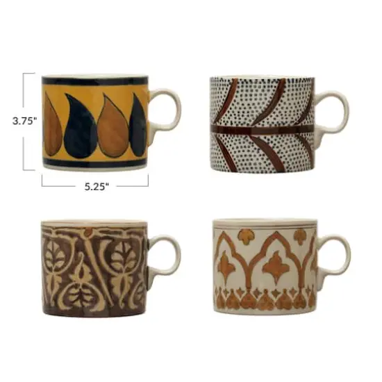 Hello Honey&reg; 16oz. Multicolor Hand Painted Stoneware Mug Set with Pattern {3}