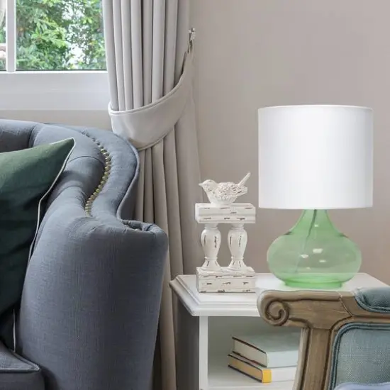 Simple Designs Green & White Glass Raindrop Table Lamp {3}