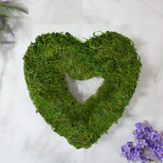 Reindeer Moss Heart Twig Artificial Wreath Green 13.5" {3}