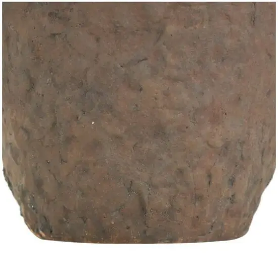 12" Dark Brown Ceramic Handmade Textured Vase with 4 Handles {5}