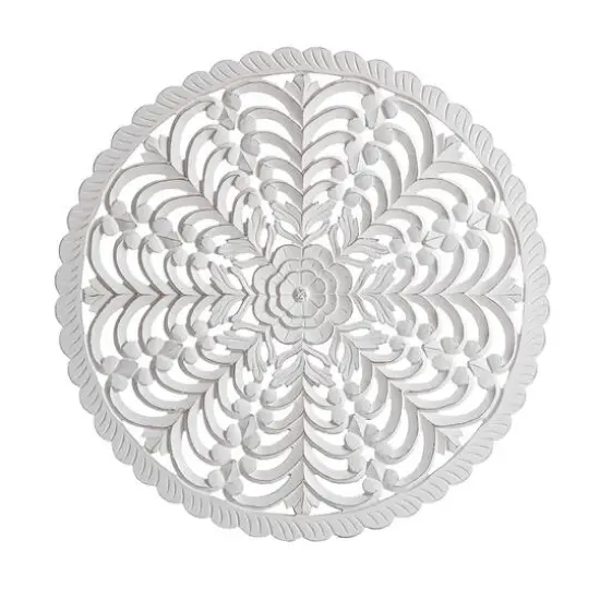 Habitat Lottie White Round Wood Wall Medallion {1}