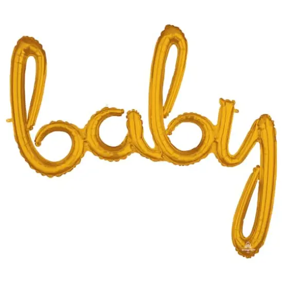 39" x 33" Gold Script Baby Shaped Foil Balloon {1}