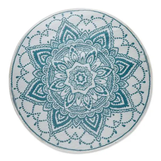 DII&reg; Storm Blue Round Boho Floral Outdoor Rug, 5ft. {3}