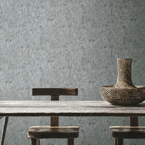 RoomMates Tropical Leaves Sketch Peel & Stick Wallpaper Gray {5}