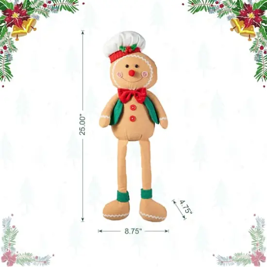 Glitzhome&reg; 25" Fabric Christmas Gingerbread Man Shelf Sitter {9}