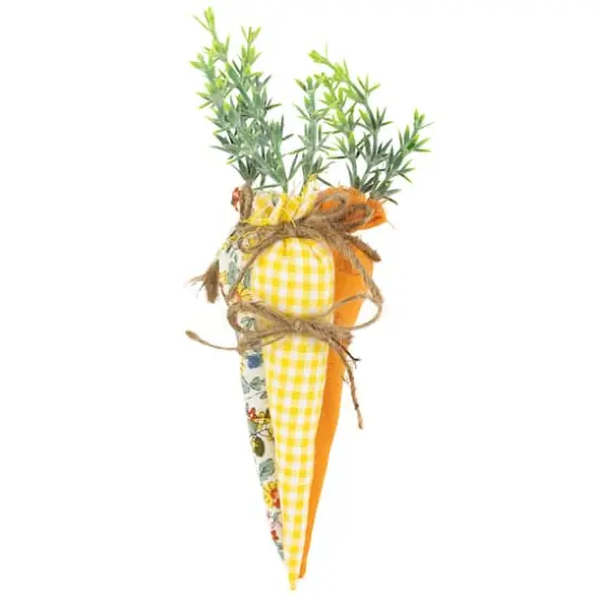 9" Orange & Yellow Fabric Carrot Easter Decorations Set {5}