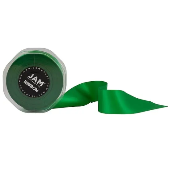 JAM Paper 1.5" x 25yd. Double Faced Satin Ribbon Emerald {5}