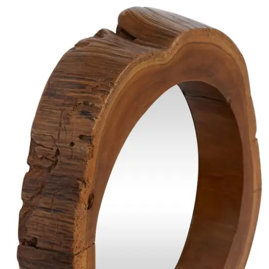 13" Brown Teak Wood Rustic Wall Mirror, 4ct. {4}