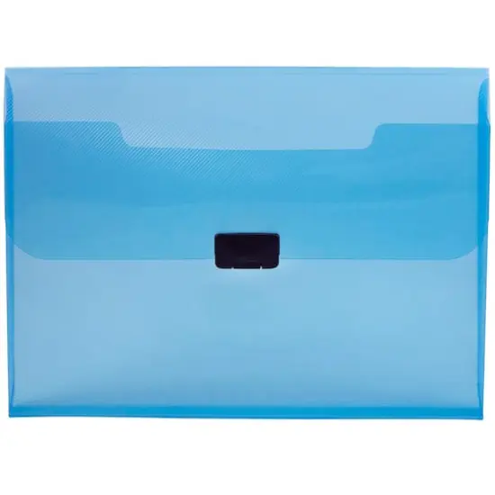 JAM Paper 9.5" x 13.25" Plastic Box Portfolio with Center Buckle Blue {1}