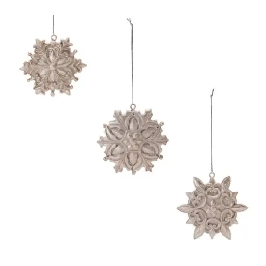 Ornate Champagne Snowflake Ornaments Set {7}