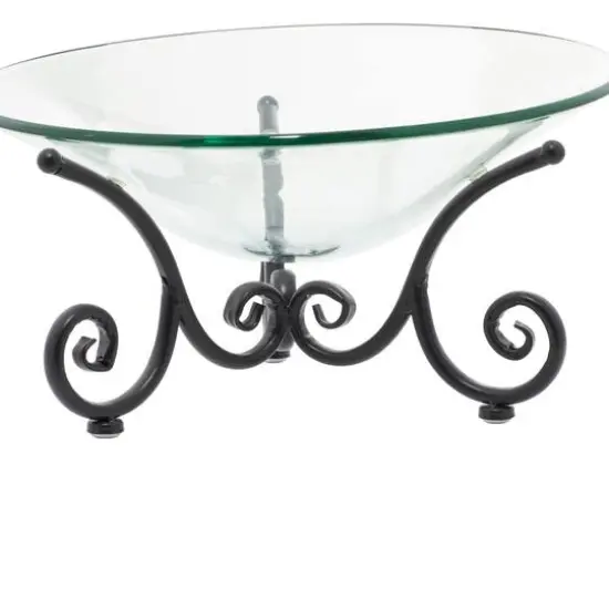 Clear Glass and Metal Traditional Serving Bowl, 8" x 17" x 17" {7}