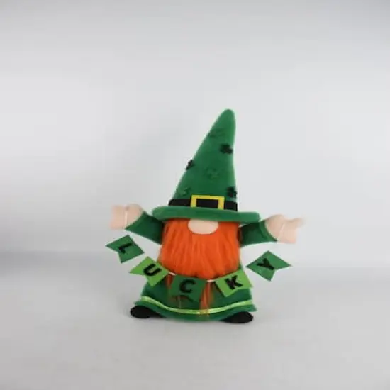 16" Green Shamrock Lucky Gnome Figurine {1}