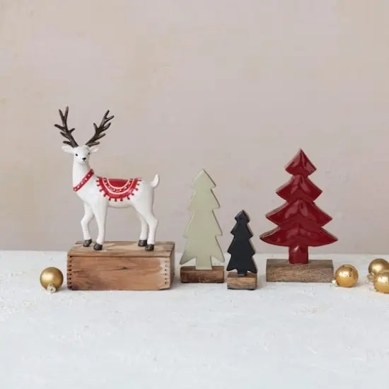 Hello Honey&reg; 8" Carved Red Enameled Mango Wood Tree with Base {3}