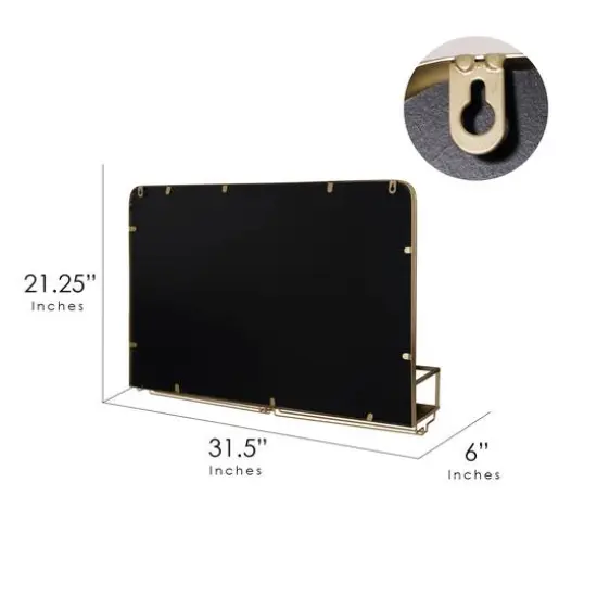 Gold Frame Rectangle Vanity Wall Mirror with Storage - 21.25" x 31.5" {7}