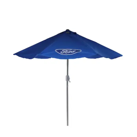 9ft. Blue Ford Outdoor Umbrella with Hand Crank & Tilt {1}