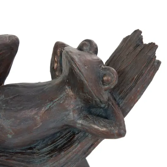 16" Bronze Frog Patina Relaxing Sculpture {5}