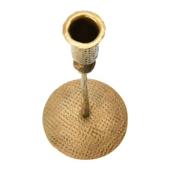 Hello Honey&reg; 9" Antique Brass Hand-Forged Hammered Metal Taper Candle Holder {6}
