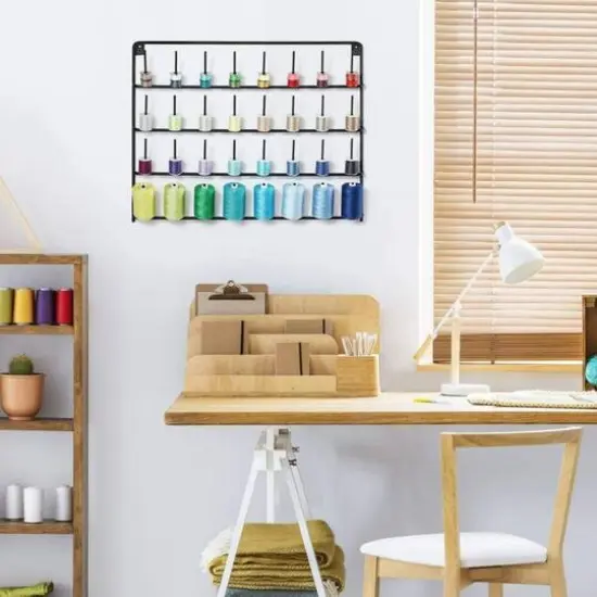 NEX&trade; Black 32-Spool Wall-Mounted Metal Sewing Thread Rack {7}