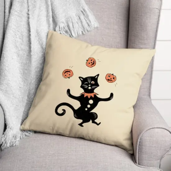 Juggling Cat Spun Poly Throw Pillow {4}