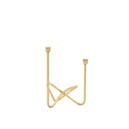 CosmoLiving by Cosmopolitan Gold Iron Contemporary Candlestick Holders, 11" x 10" x 6" {3}