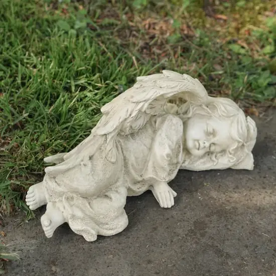 9.75" Heavenly Sleeping Cherub Angel Outdoor Garden Statue {3}