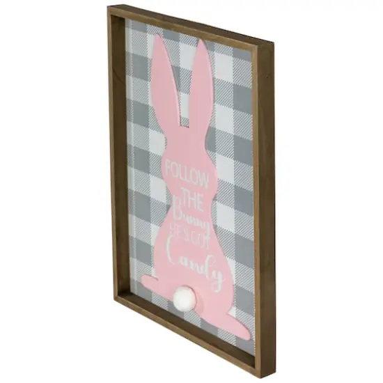 Follow the Bunny He's Got Candy Easter Bunny Framed Wall Sign {4}