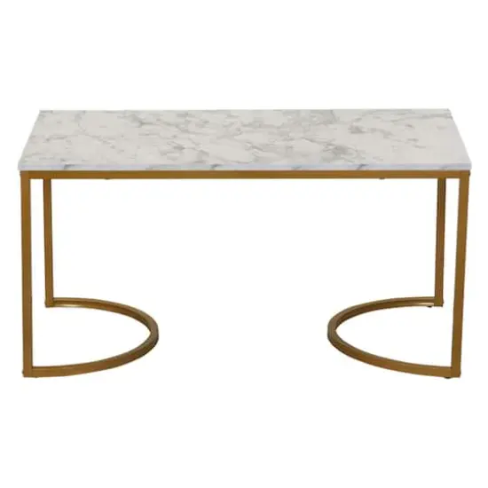 Household Essentials 39" Half Moon Rectangular Coffee Table White {5}