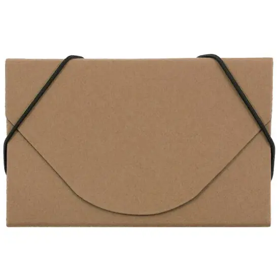 JAM Paper Kraft Ecoboard Business Card Case with Round Flap Green {2}