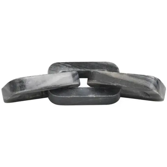 14" Gray Marble Chain Geometric 3-Link Sculpture {7}