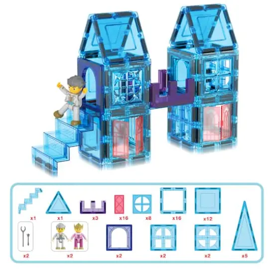 PicassoTiles&reg; 72 Piece Ice Castle Magnetic Tile Building Set {7}