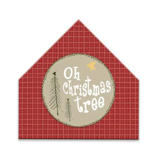 Oh Christmas Tree House Shaped Canvas Wall Art {1}