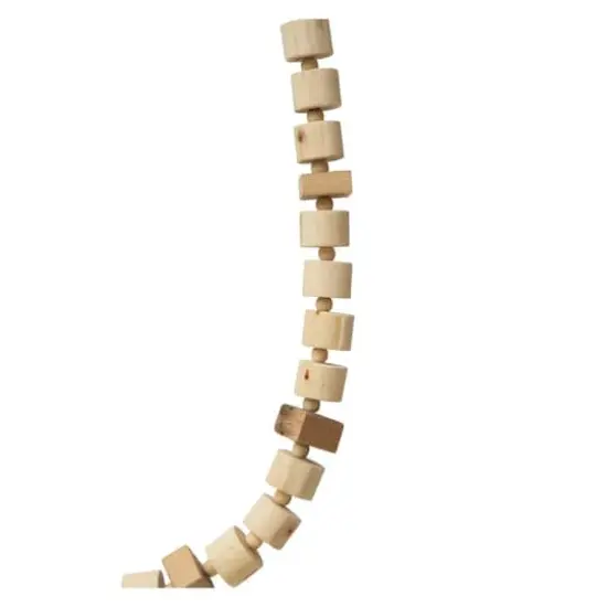 Hello Honey&reg; 6ft. Natural Paulownia Wood Block Bead with Jute Tassels Garland {4}