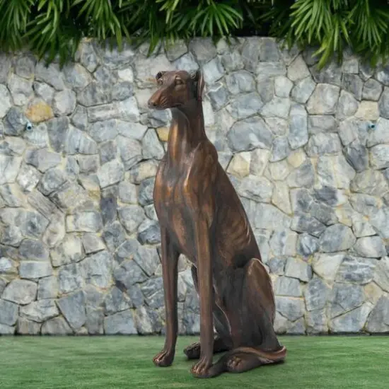 Glitzhome&reg; 30" Sitting Left Greyhound Dog Statue {3}