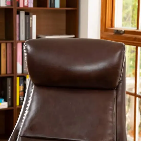 Glitzhome&reg; Mid-Century Modern Faux Leather Adjustable High Back Swivel Office Chair Coffee {5}