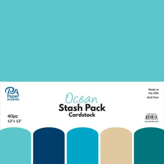 PA Paper&trade; Accents Ocean Stash Pack 12" x 12" Paper, 40 Sheets {1}