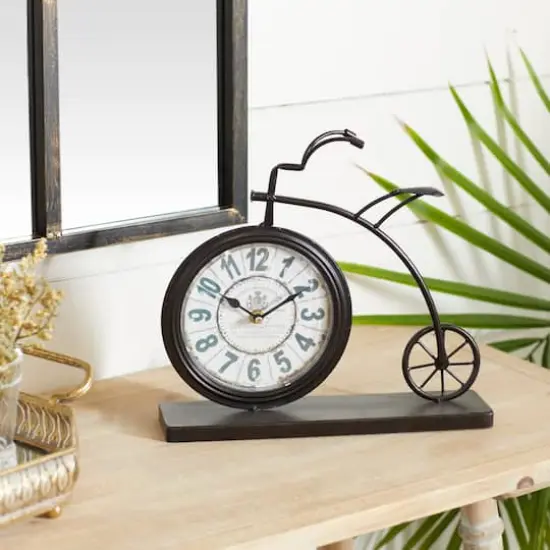 13" Brown Metal Penny-Farthing Clock {8}