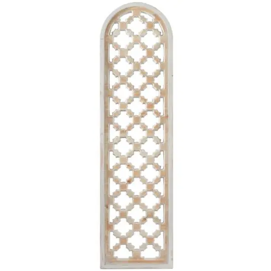 Brown Wood Carved Trellis Geometric Wall Decor 13" x 1" x 49" {1}