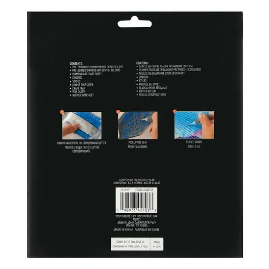 8" Glow-in-the-Dark Witch on Broom Stick Round Wood Plaque Diamond Art Kit by Make Market&reg; {5}