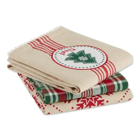 DII&reg; Assorted Noel Tree Dishtowel Set {3}