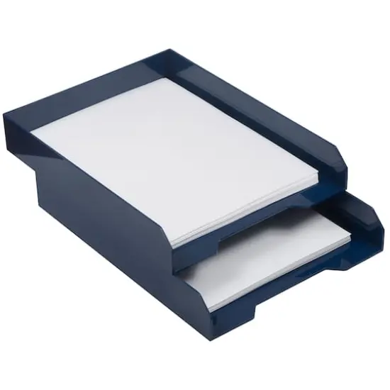 JAM Paper Stackable Desktop Paper Tray Navy {4}
